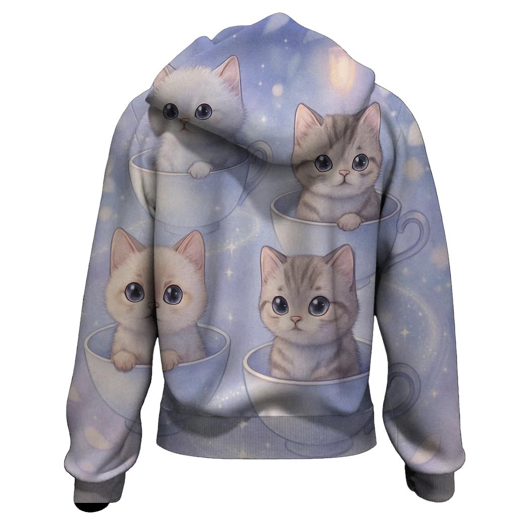 Moonlit Teacup Kitten Carousel lightweight hoodies