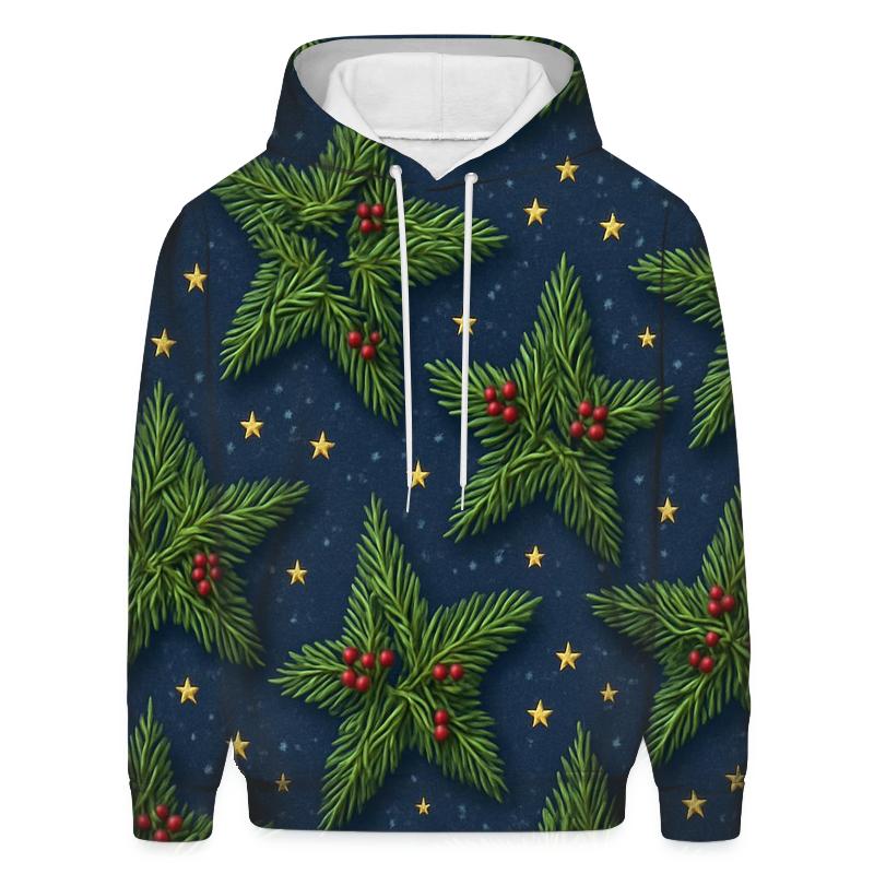 Evergreen Star Scatter On Midnight Blue Snowfield hoodies fashion