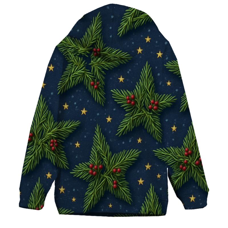 Evergreen Star Scatter On Midnight Blue Snowfield hoodies fashion