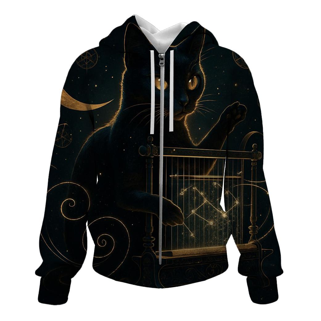 Midnight Loom Guardian Cat designer hoodies