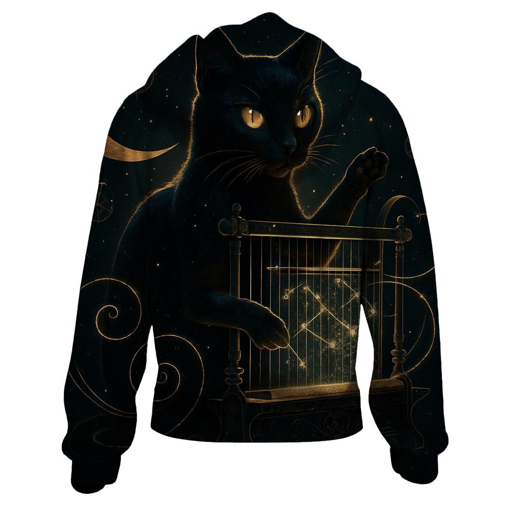 Midnight Loom Guardian Cat designer hoodies