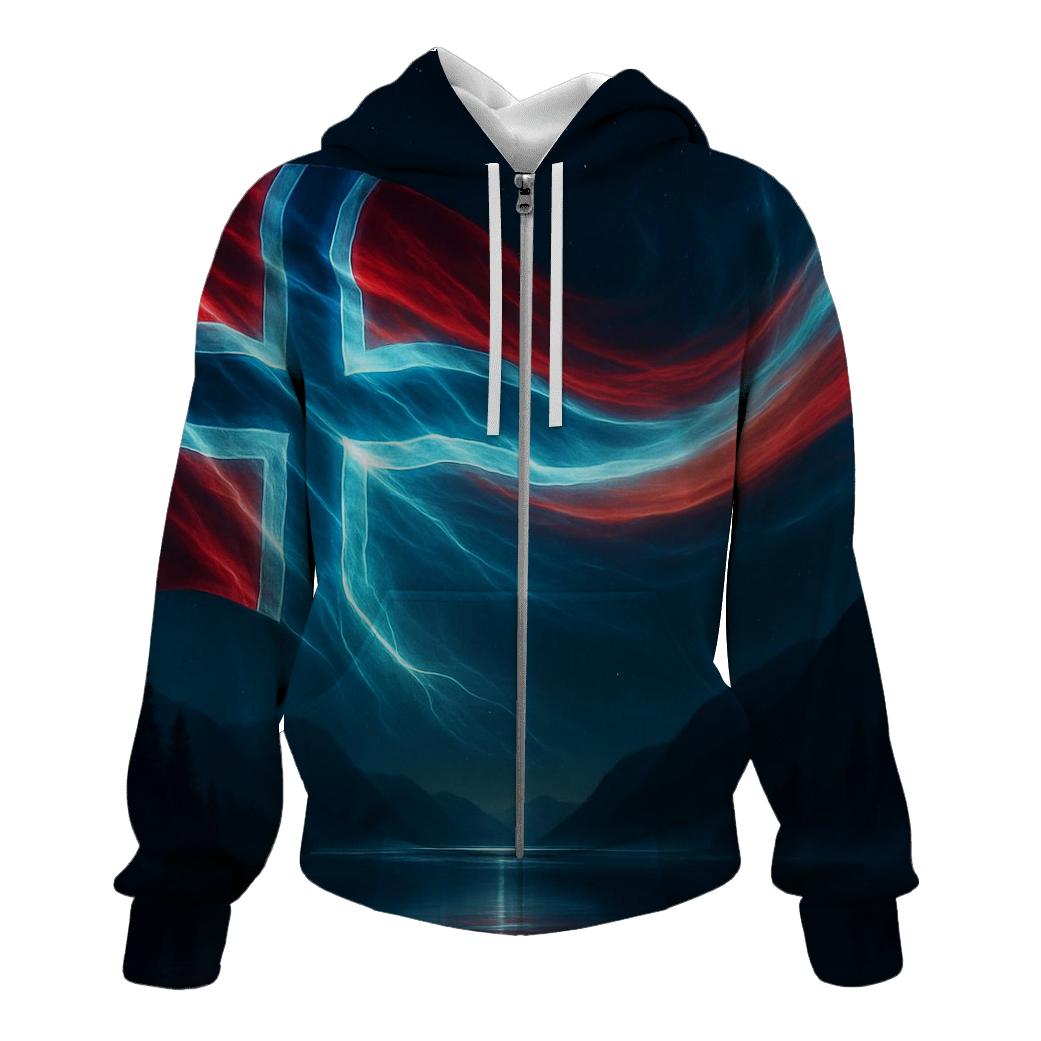Aurora Fjord Flag Of Norway lightweight hoodies