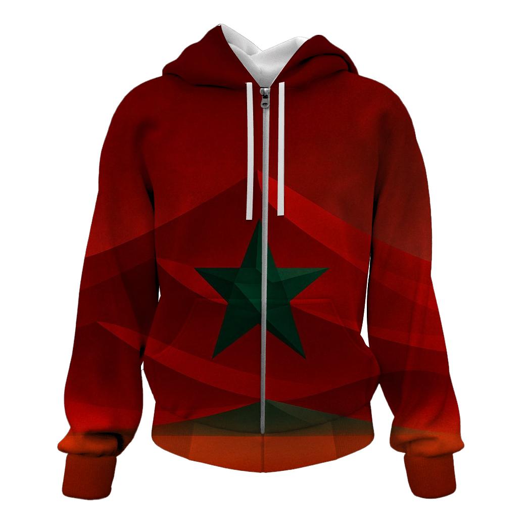 Geometric Mirage Flag Of Morocco printed hoodies