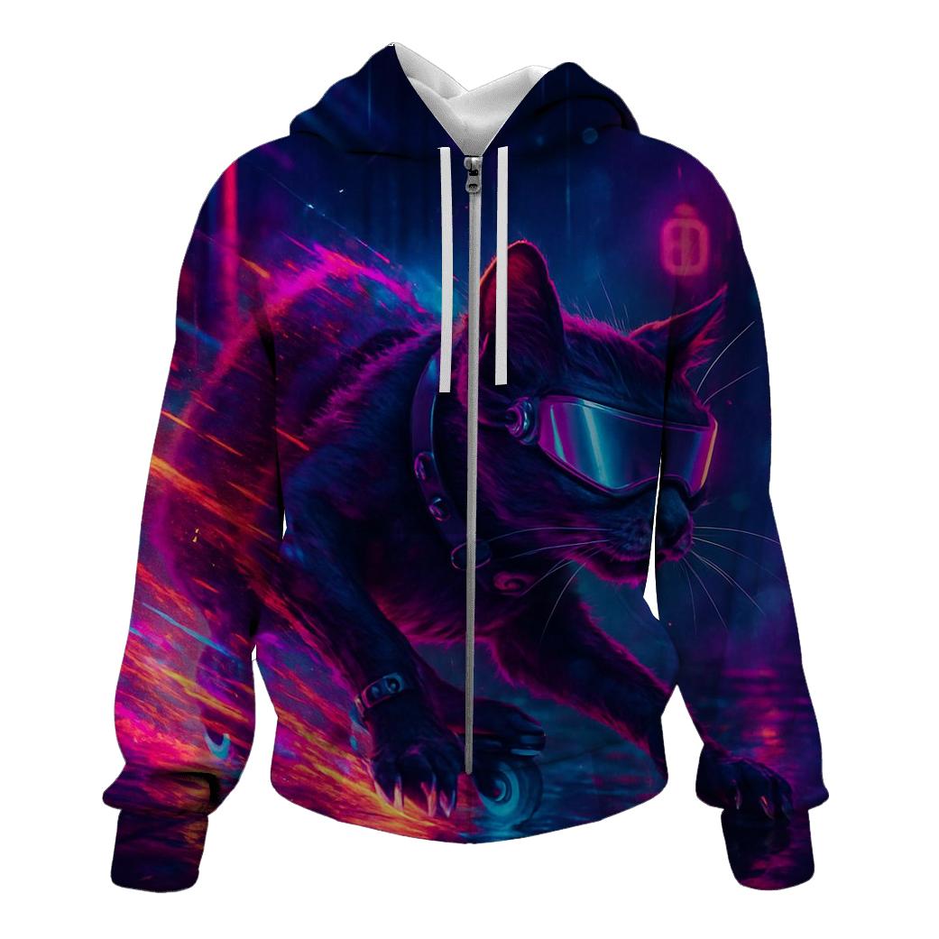 Neon Alley Skate Cat designer hoodies