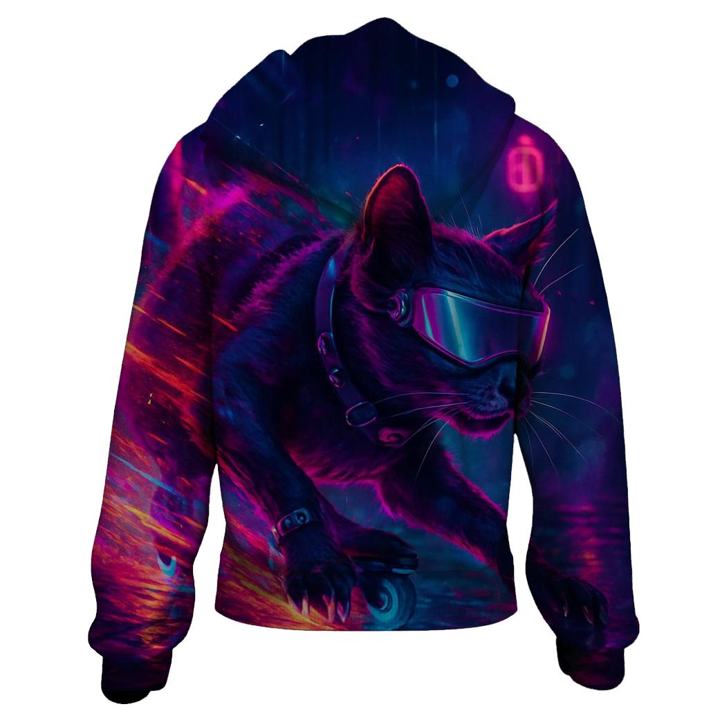 Neon Alley Skate Cat designer hoodies