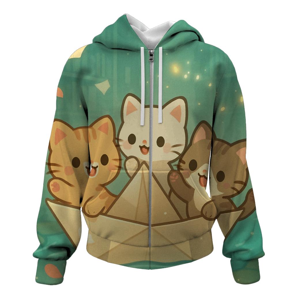 Firefly Library Kittens In A Paper Boat heavyweight hoodies
