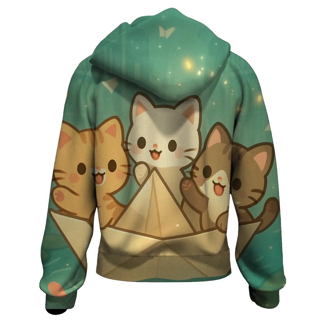 Firefly Library Kittens In A Paper Boat heavyweight hoodies