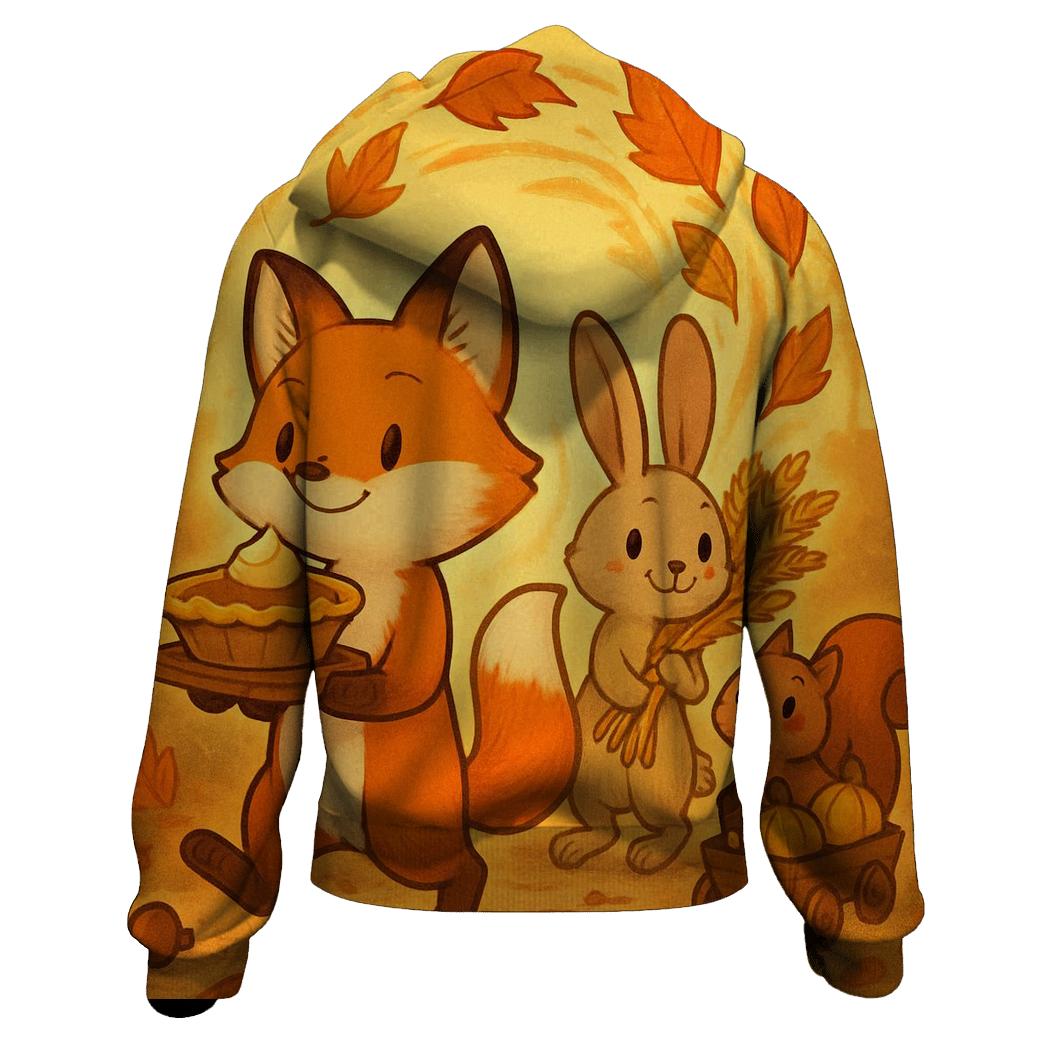 Harvest Parade Of Woodland Friends zip-up hoodies
