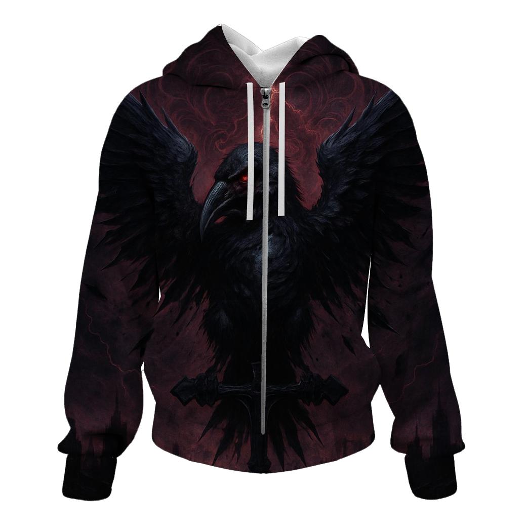 Raven Of The Iron Eclipse zip-up hoodies