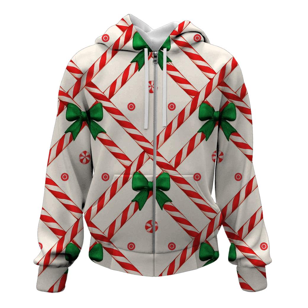 Candy Cane Plaid Lattice On Winter White hoodie designs