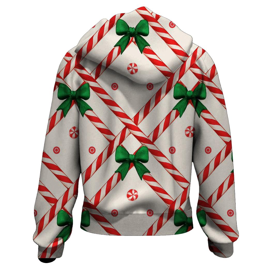 Candy Cane Plaid Lattice On Winter White hoodie designs