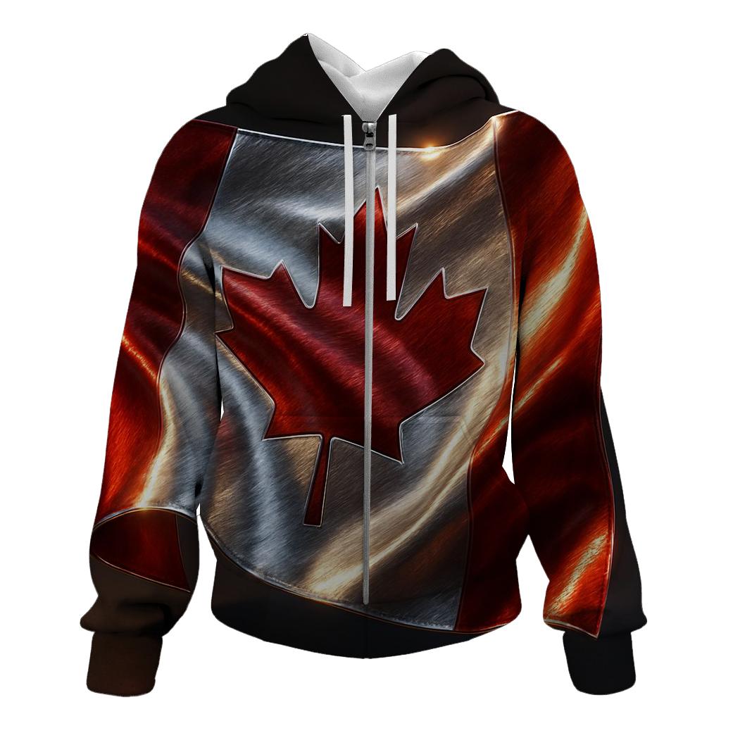 Metallic Crest Flag Of Canada designer hoodies