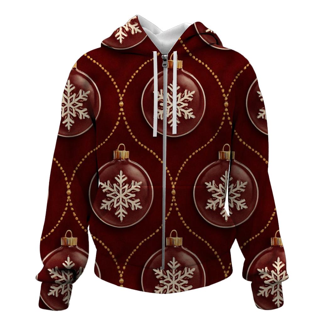 Snowflake Ornament Medallion Repeat On Deep Red Velvet custom hoodies