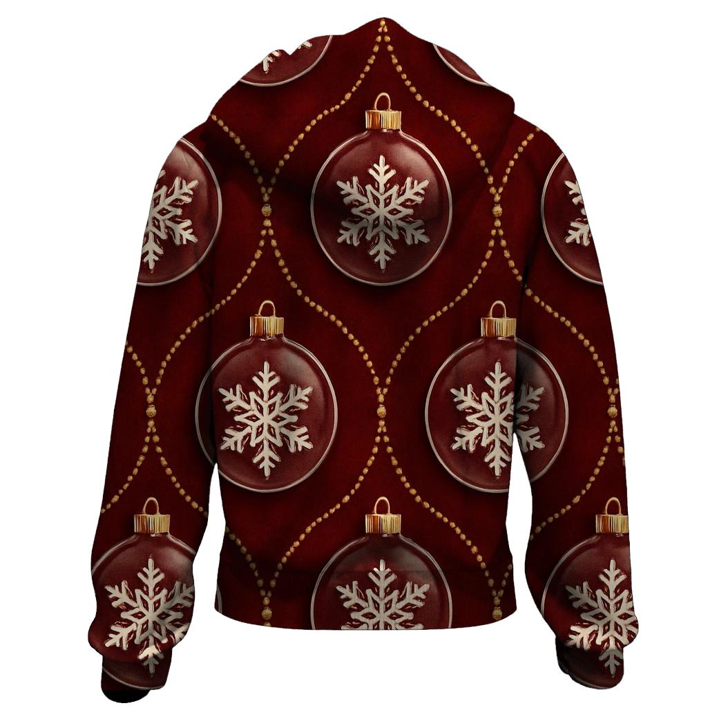 Snowflake Ornament Medallion Repeat On Deep Red Velvet custom hoodies