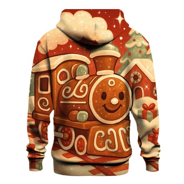 Gingerbread Train Through Peppermint Pines pullover hoodies