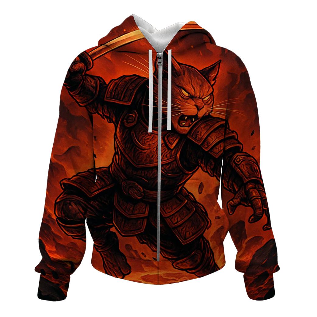 Volcanic Samurai Cat Duel hoodie styles