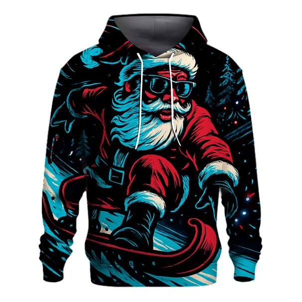 Neon Midnight Santa Snowboard Run designer hoodies