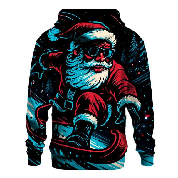 Neon Midnight Santa Snowboard Run designer hoodies