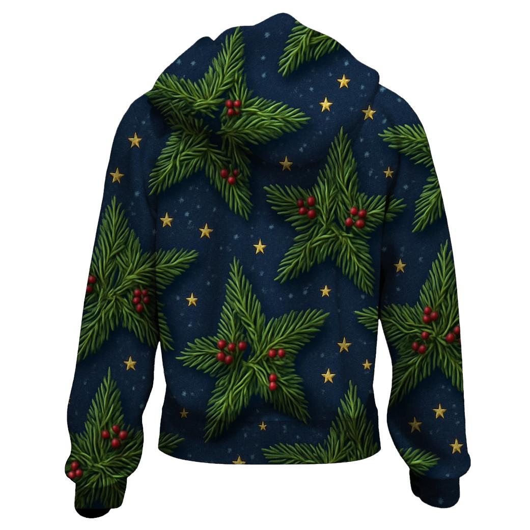 Evergreen Star Scatter On Midnight Blue Snowfield lightweight hoodies