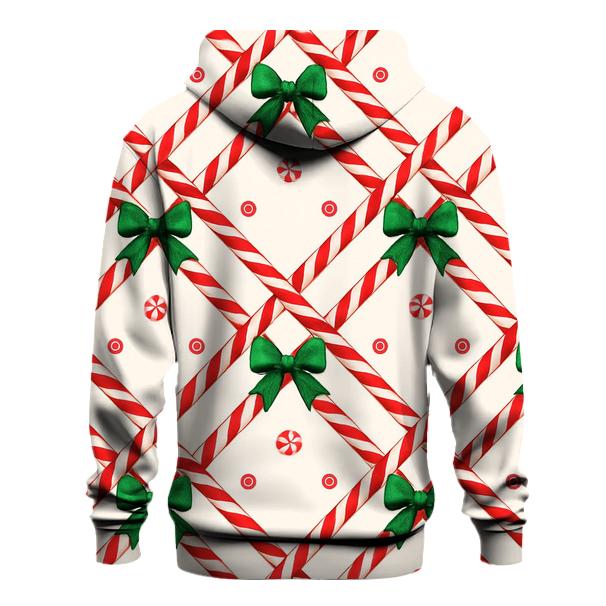 Candy Cane Plaid Lattice On Winter White lightweight hoodies