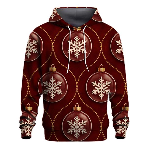 Snowflake Ornament Medallion Repeat On Deep Red Velvet premium hoodies