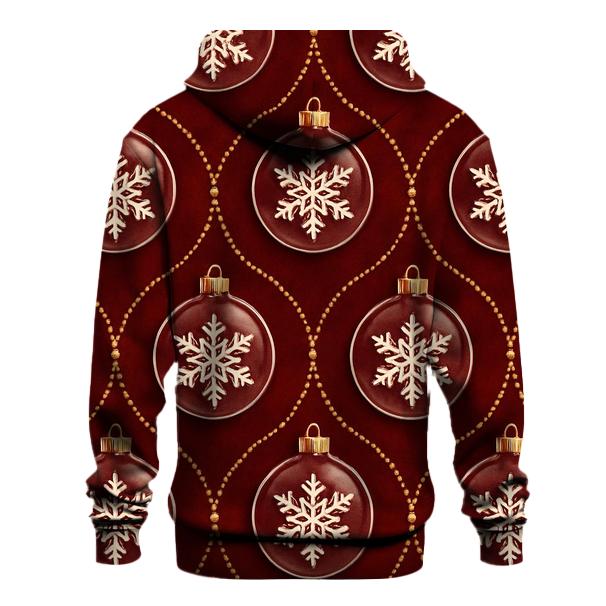 Snowflake Ornament Medallion Repeat On Deep Red Velvet premium hoodies