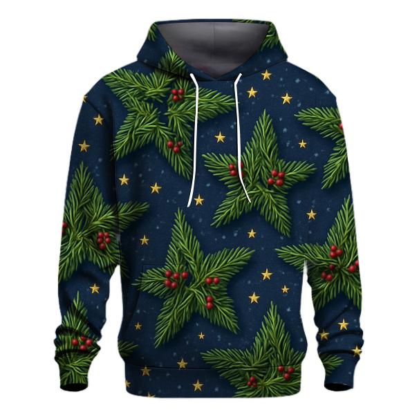 Evergreen Star Scatter On Midnight Blue Snowfield hoodie designs