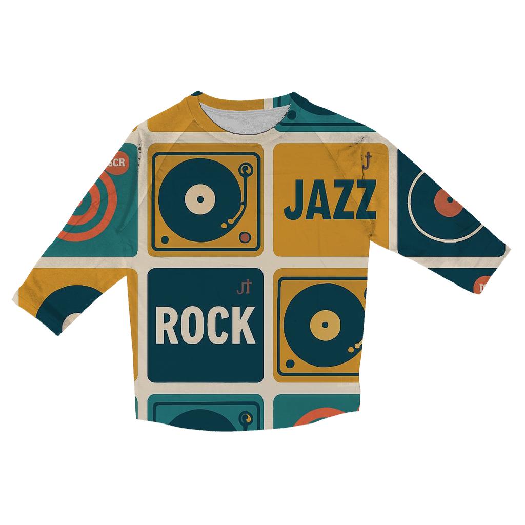 Seventies Record Shop Grid designer 3/4 sleeve blouses