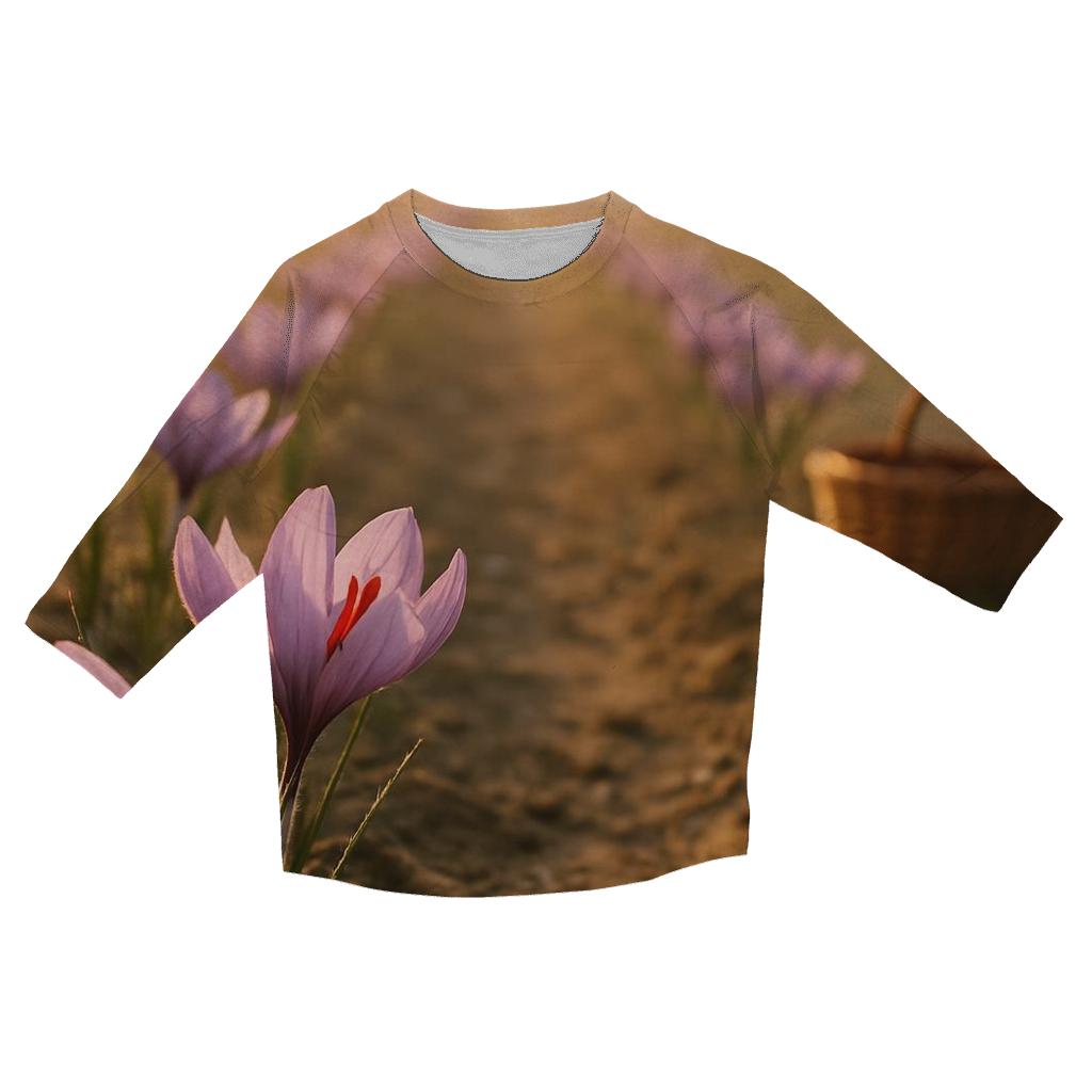 Saffron Crocus Harvest Rows At Dawn designer 3/4 sleeve blouses