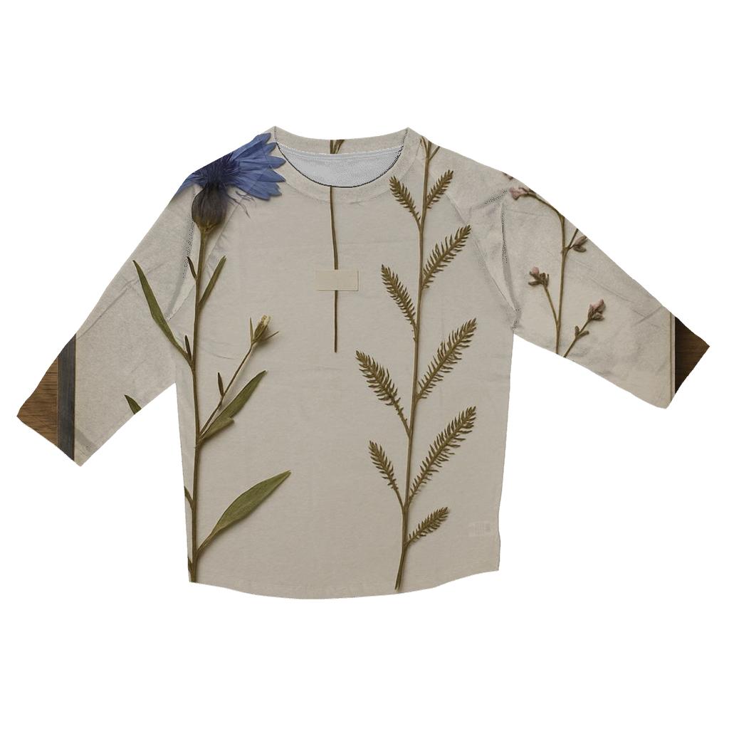 Herbarium Pressed Wildflowers On Archival Paper custom 3/4 sleeve shirts