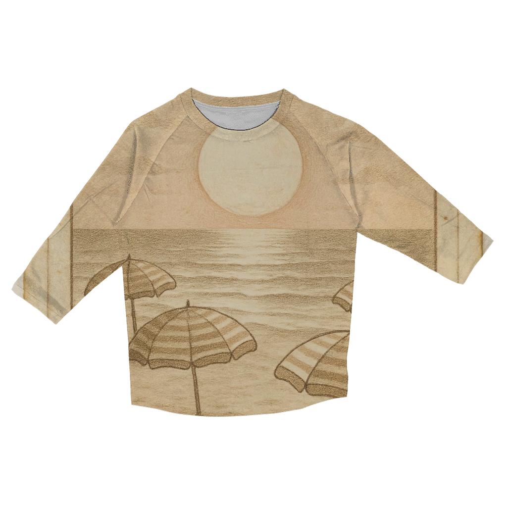 Antique Postcard Lunar Seaside Holiday casual three quarter sleeve shirts