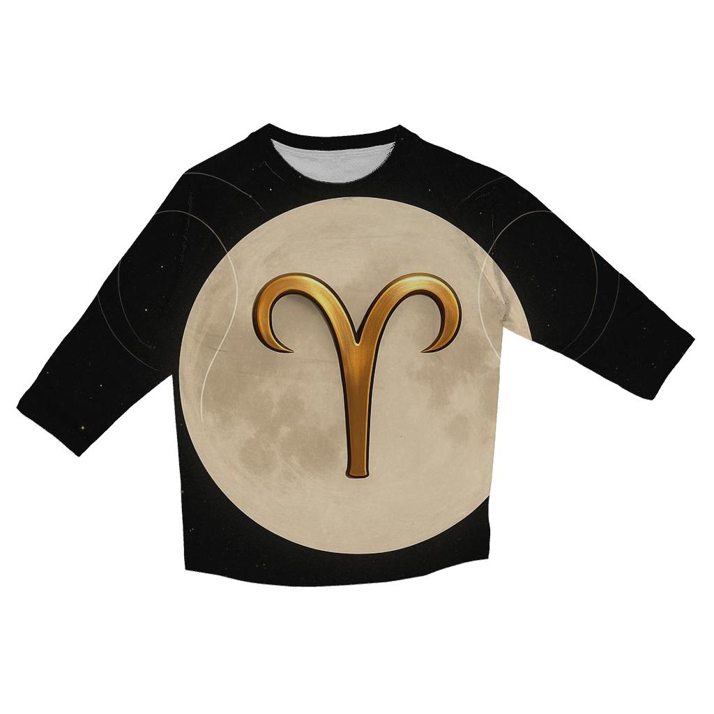 Aries Ram Horns Lunar Gate personalized 3/4 sleeve tees