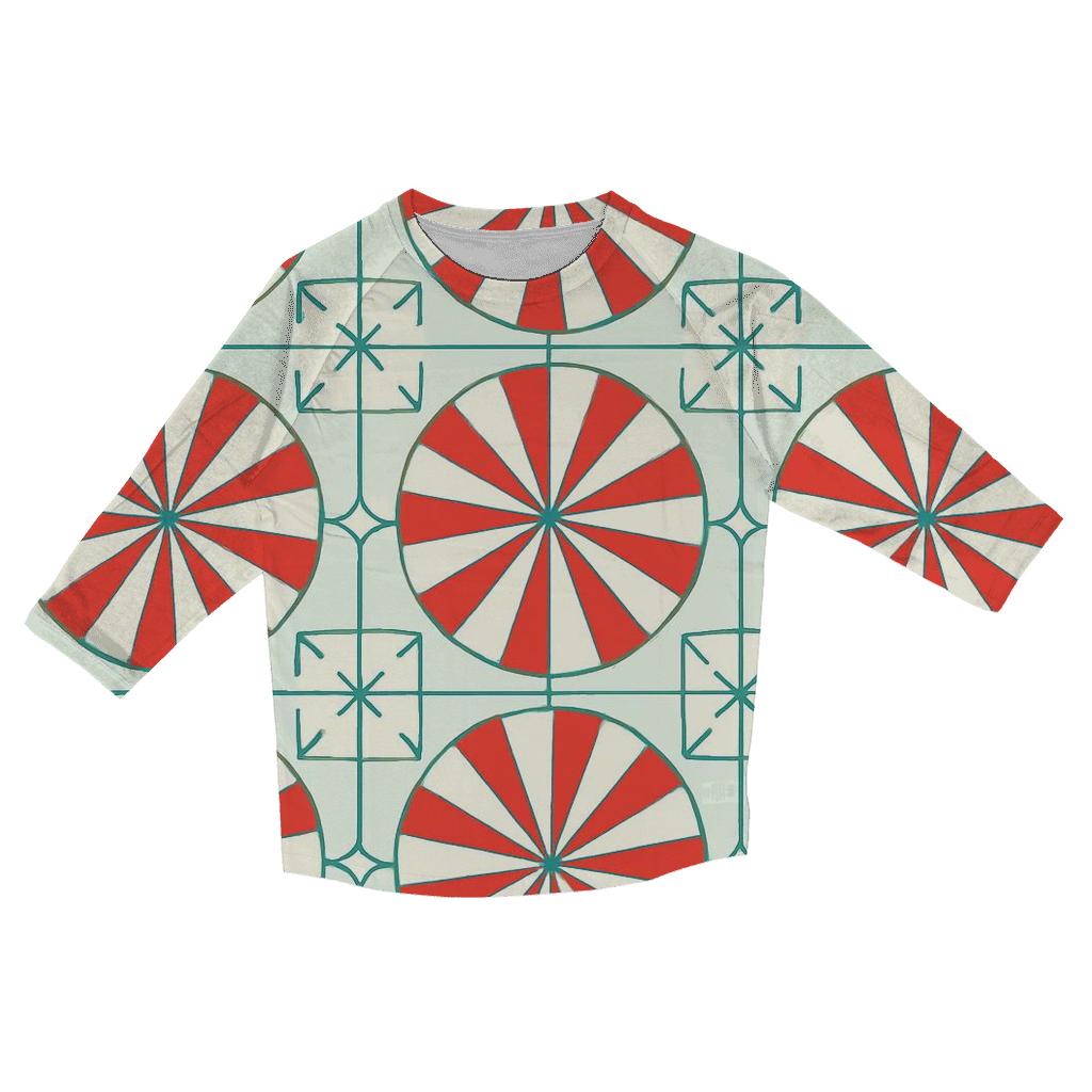 Candy Cane Starburst Tiles designer 3/4 sleeve blouses