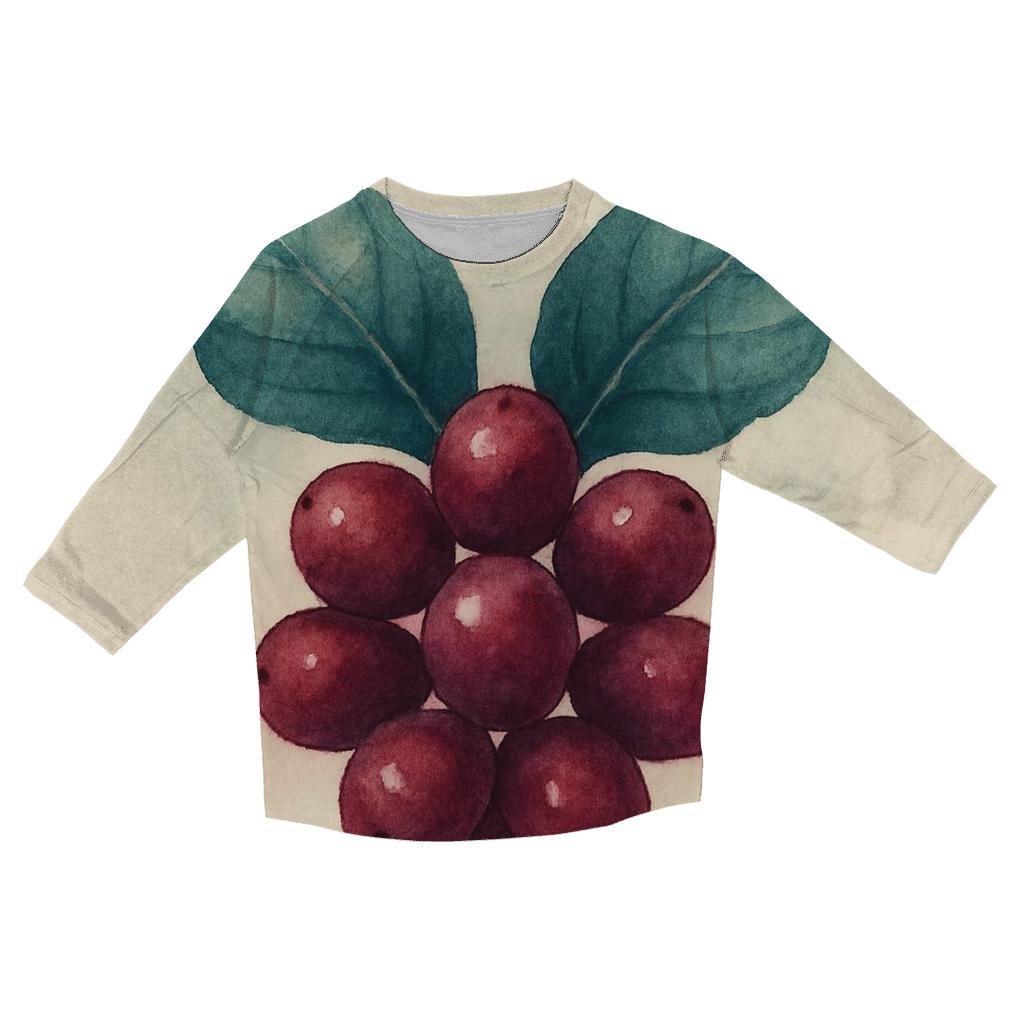 Cherry Leaf Watercolor Crest stylish quarter sleeve tops