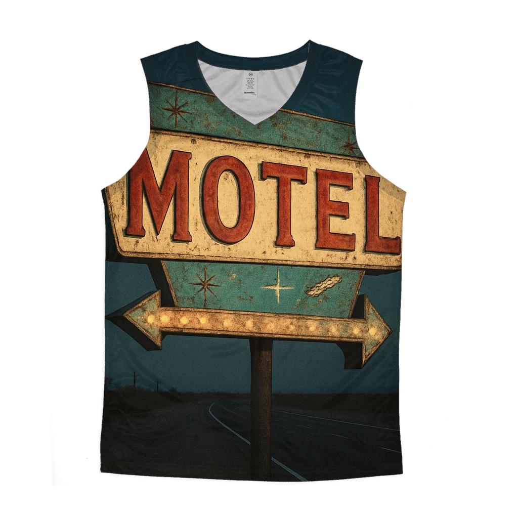 Weathered Space Age Motel Sign trendy fitted tank tops