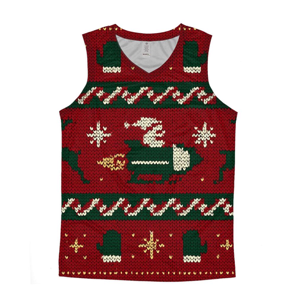 Frosty Rocket Sleigh Bandwork Design cotton sleeveless tops