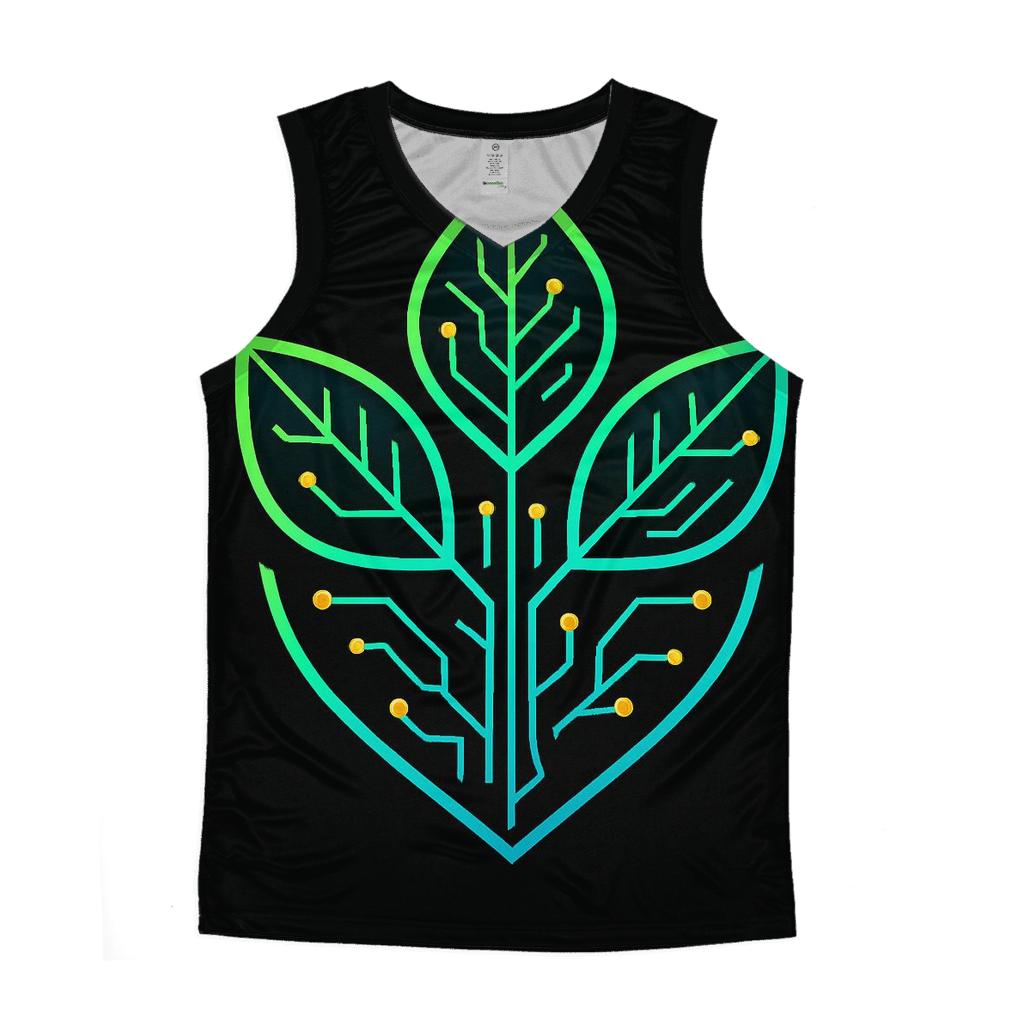 Neon Botanical Circuit Emblem designer workout tanks