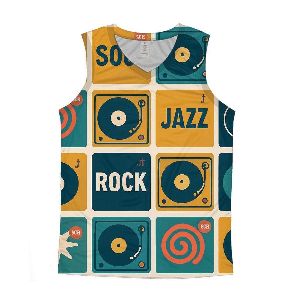 Seventies Record Shop Grid trendy fitted tank tops