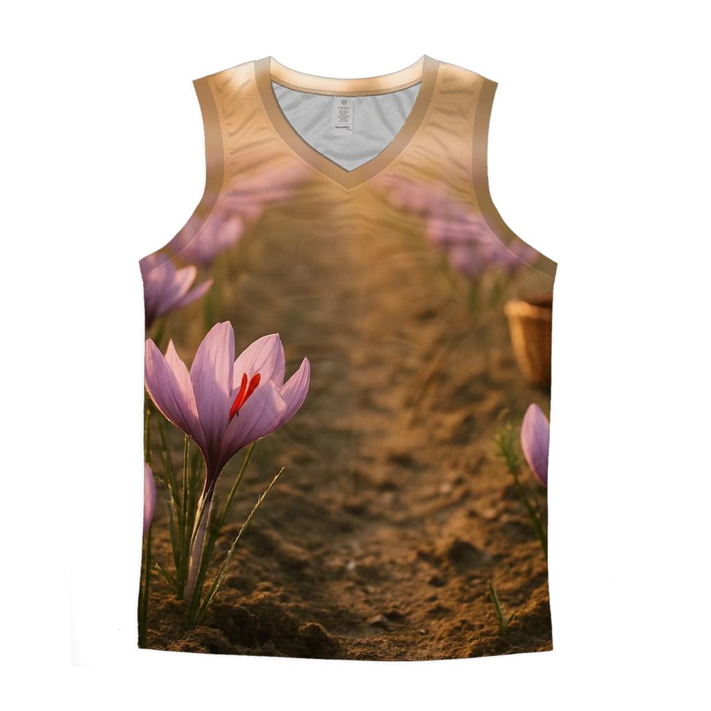 Saffron Crocus Harvest Rows At Dawn casual summer tank tops