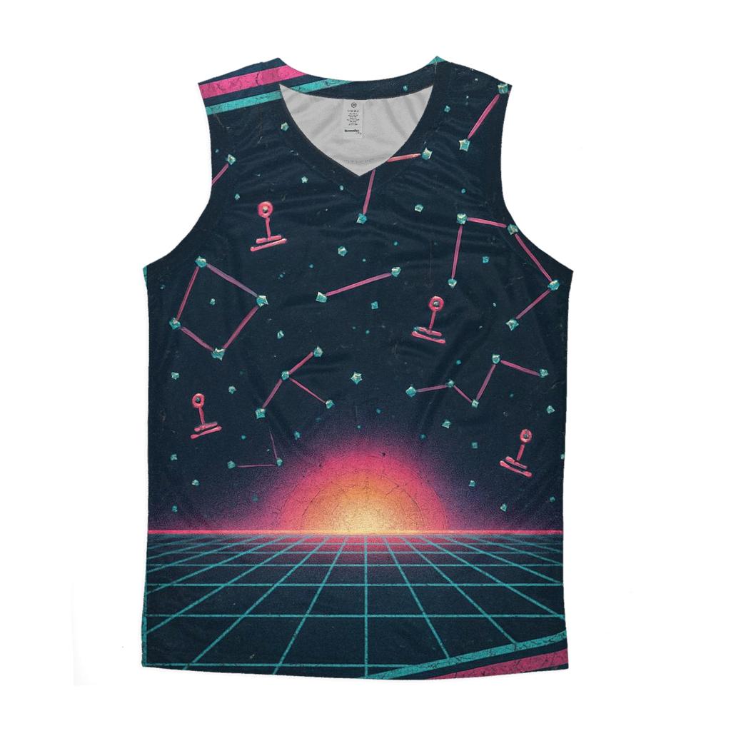 Retro Eighties Arcade Star Map Cabinet Art designer workout tanks