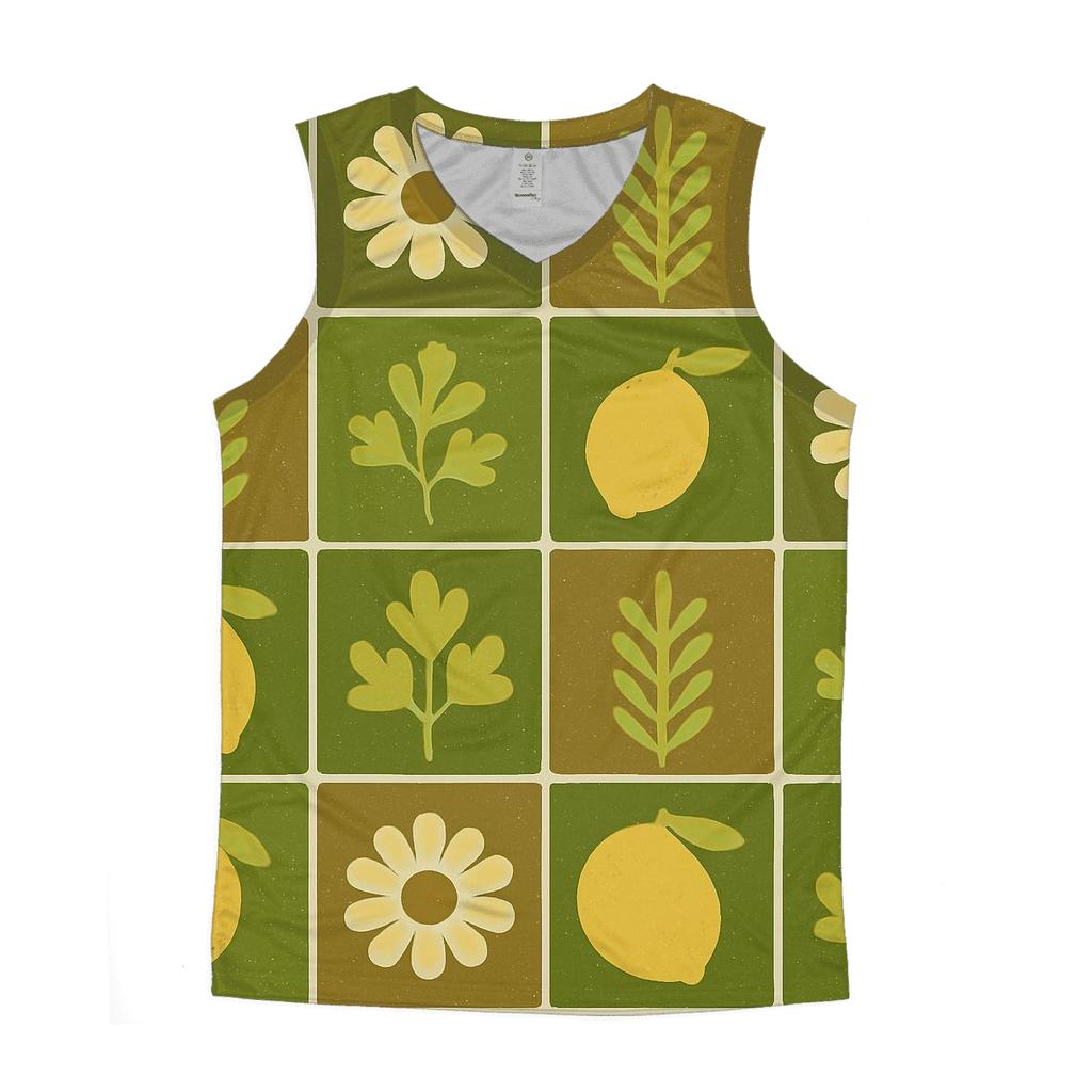 Funky Kitchen Tile Botanicals sports performance tank tops