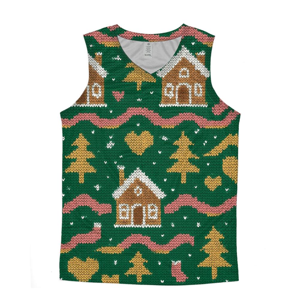 Aurora Gingerbread Chalet Fair Isle Design graphic print tank tops