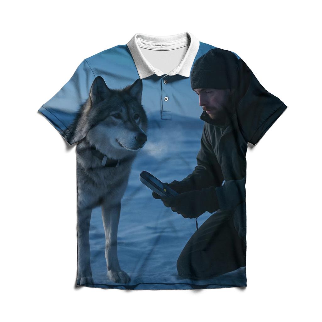 Radio Collar Field Check In Arctic Twilight branded logo polo shirts