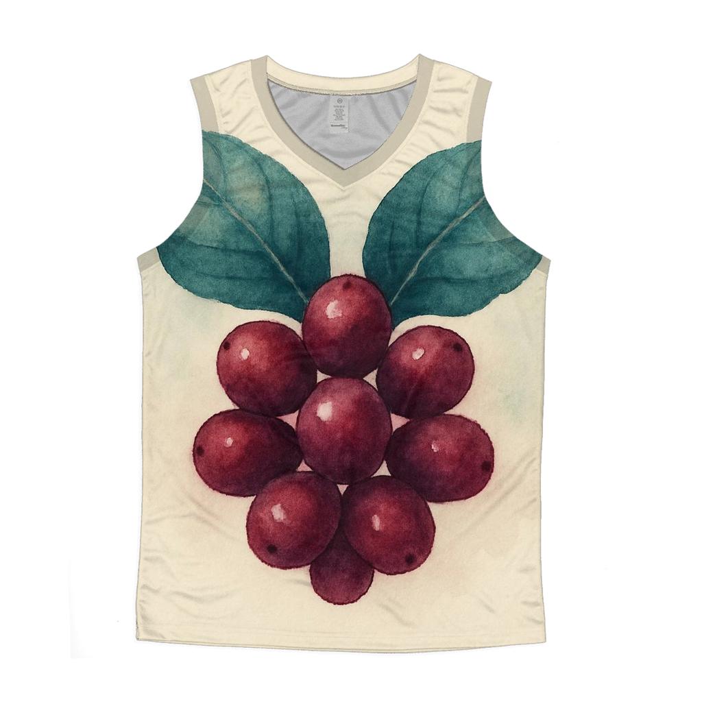 Cherry Leaf Watercolor Crest graphic print tank tops