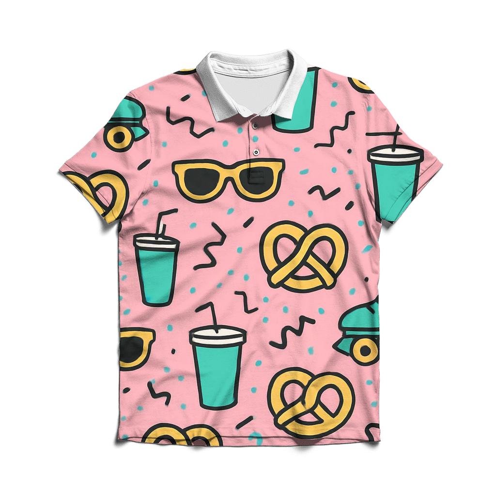 Mall Food Court Pattern Parade premium cotton polo shirts