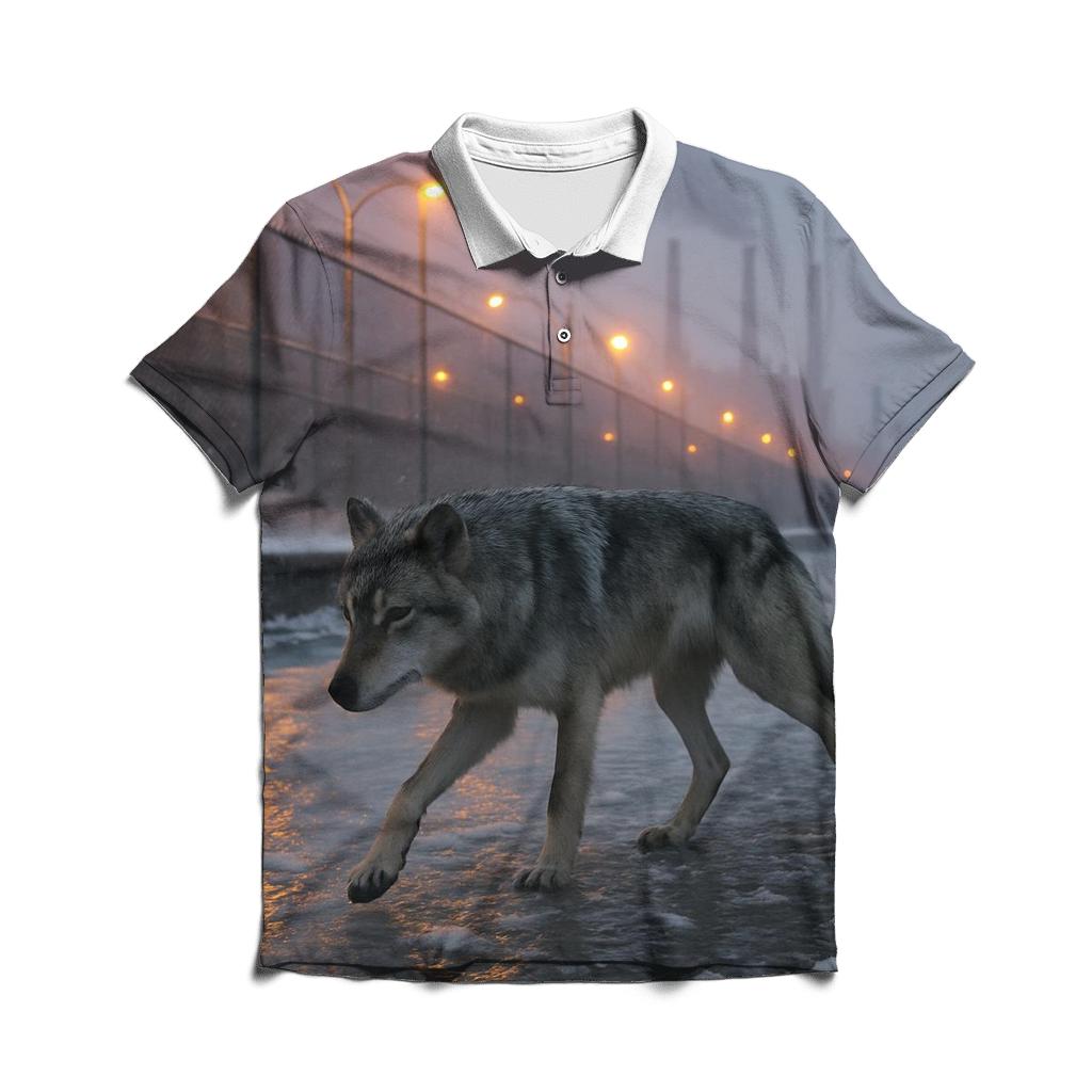 Canal Shadow Patrol In Industrial Winter City designer slim fit polos