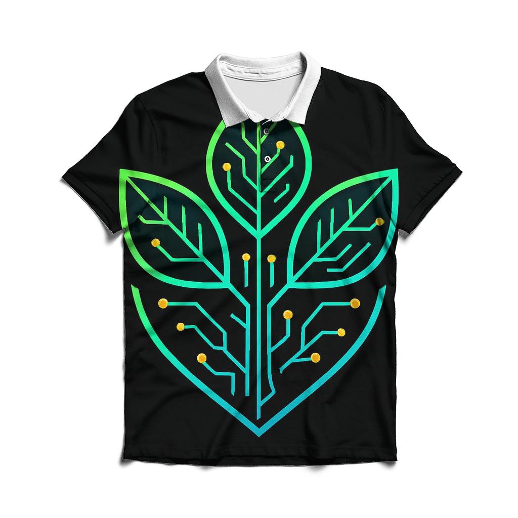 Neon Botanical Circuit Emblem casual sports polo shirts