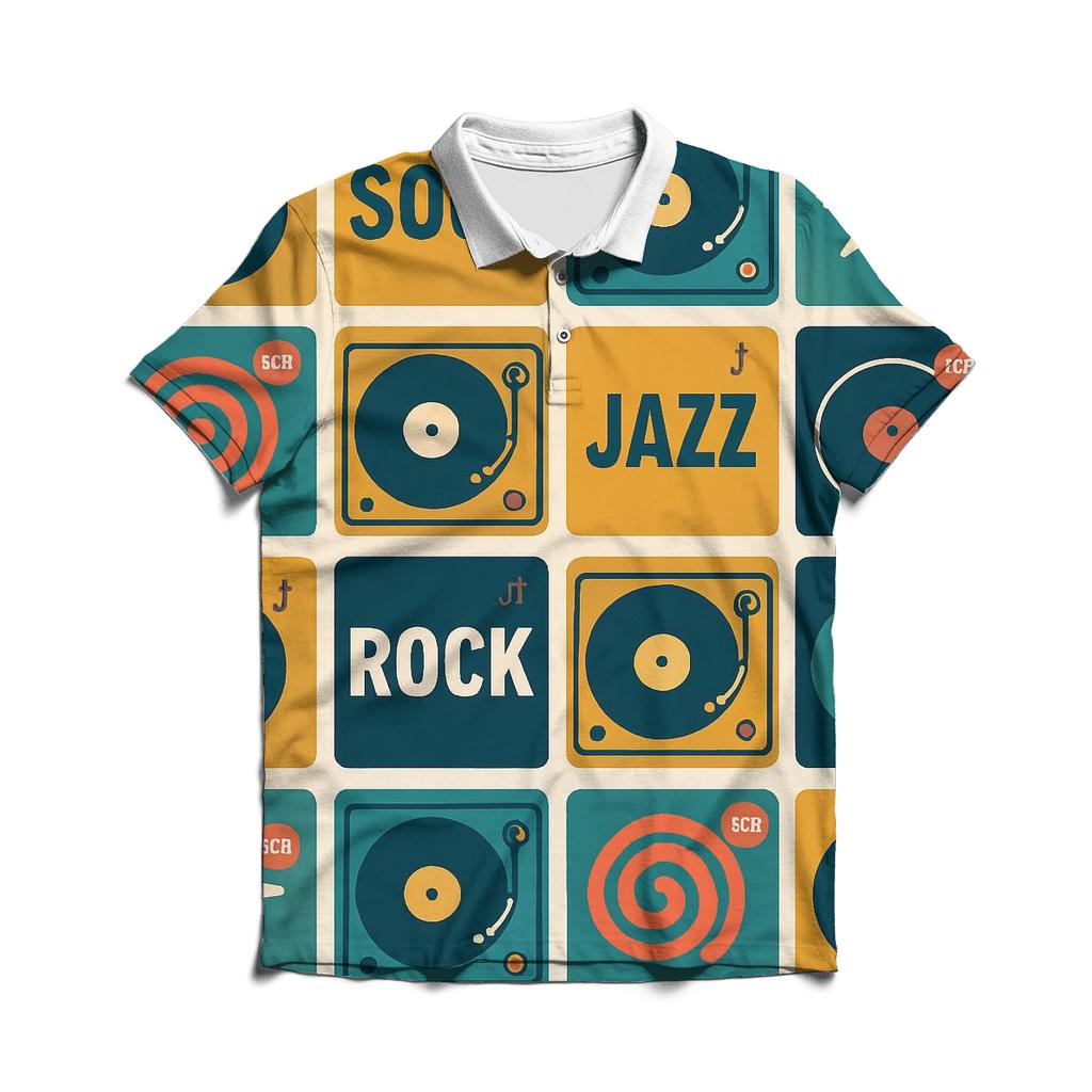 Seventies Record Shop Grid designer slim fit polos
