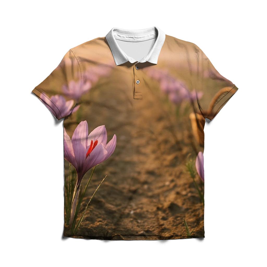 Saffron Crocus Harvest Rows At Dawn classic pique polos