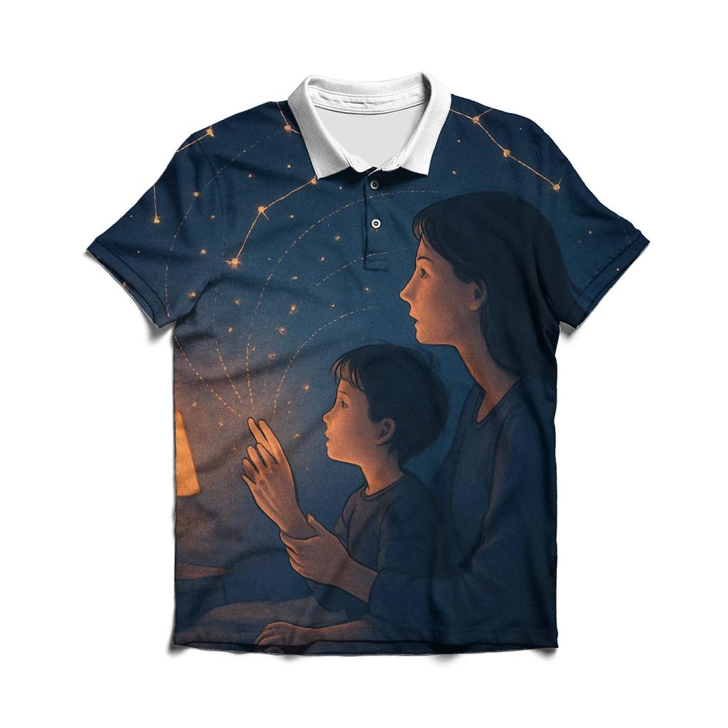 The Constellation She Drew From My Smallest Days embroidered polo tops